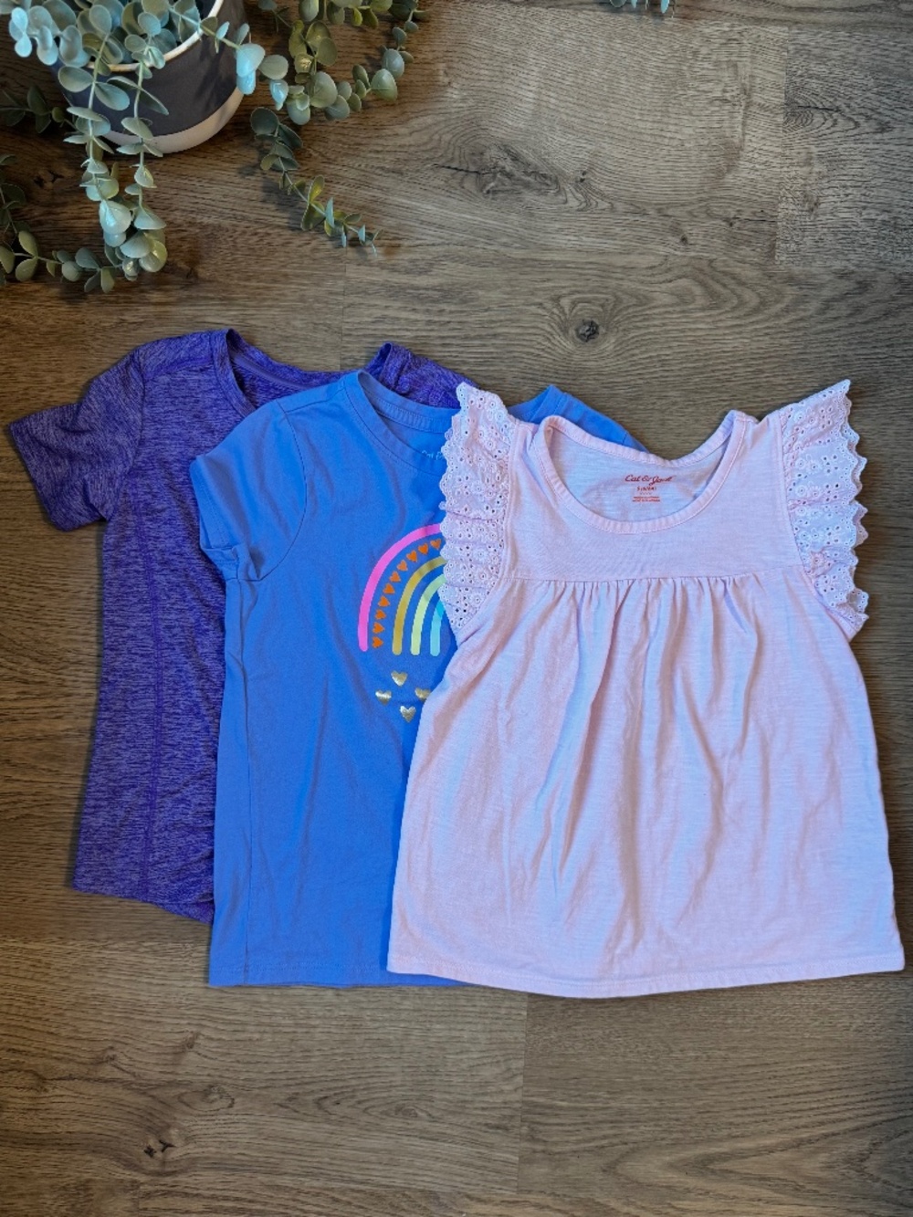 Girls T-Shirt Bundle Champion & Cat & Jack | Purple Blue Pink | Size 6/6X